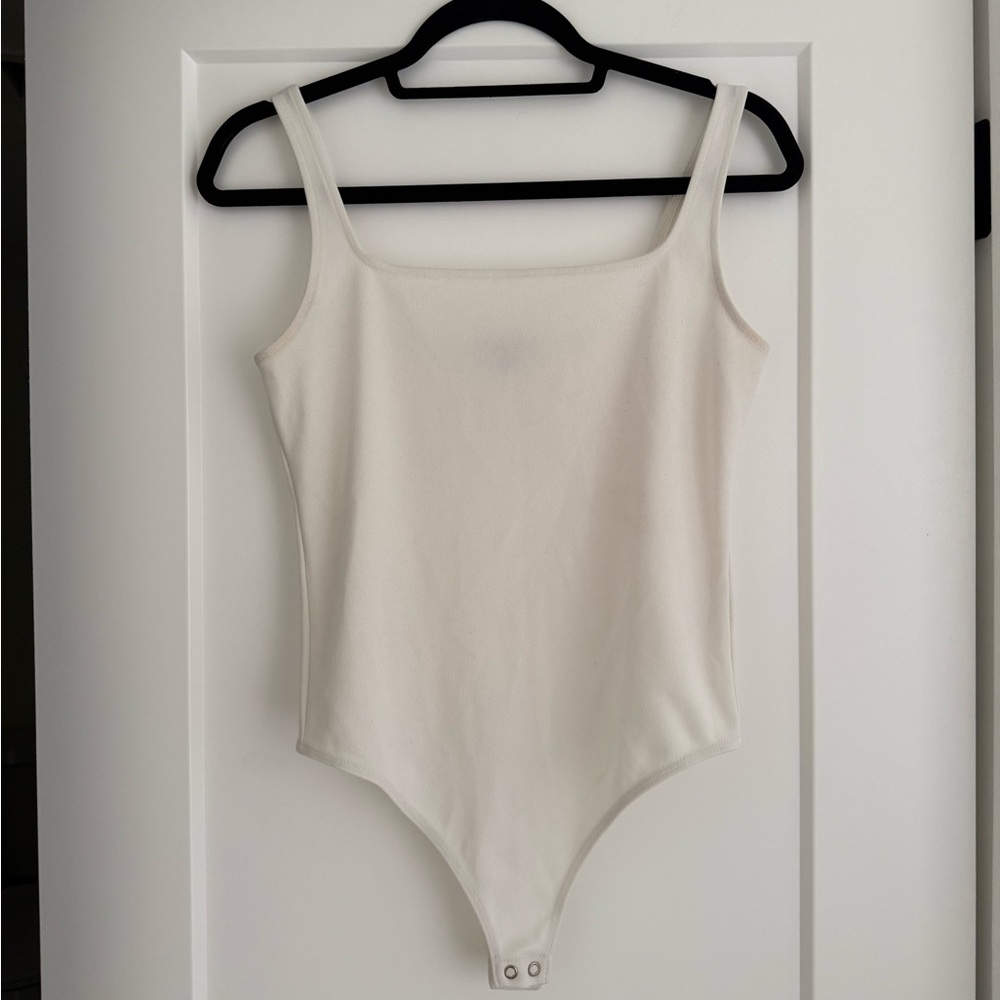 Express Square Neck White Sleeveless Bodysuit